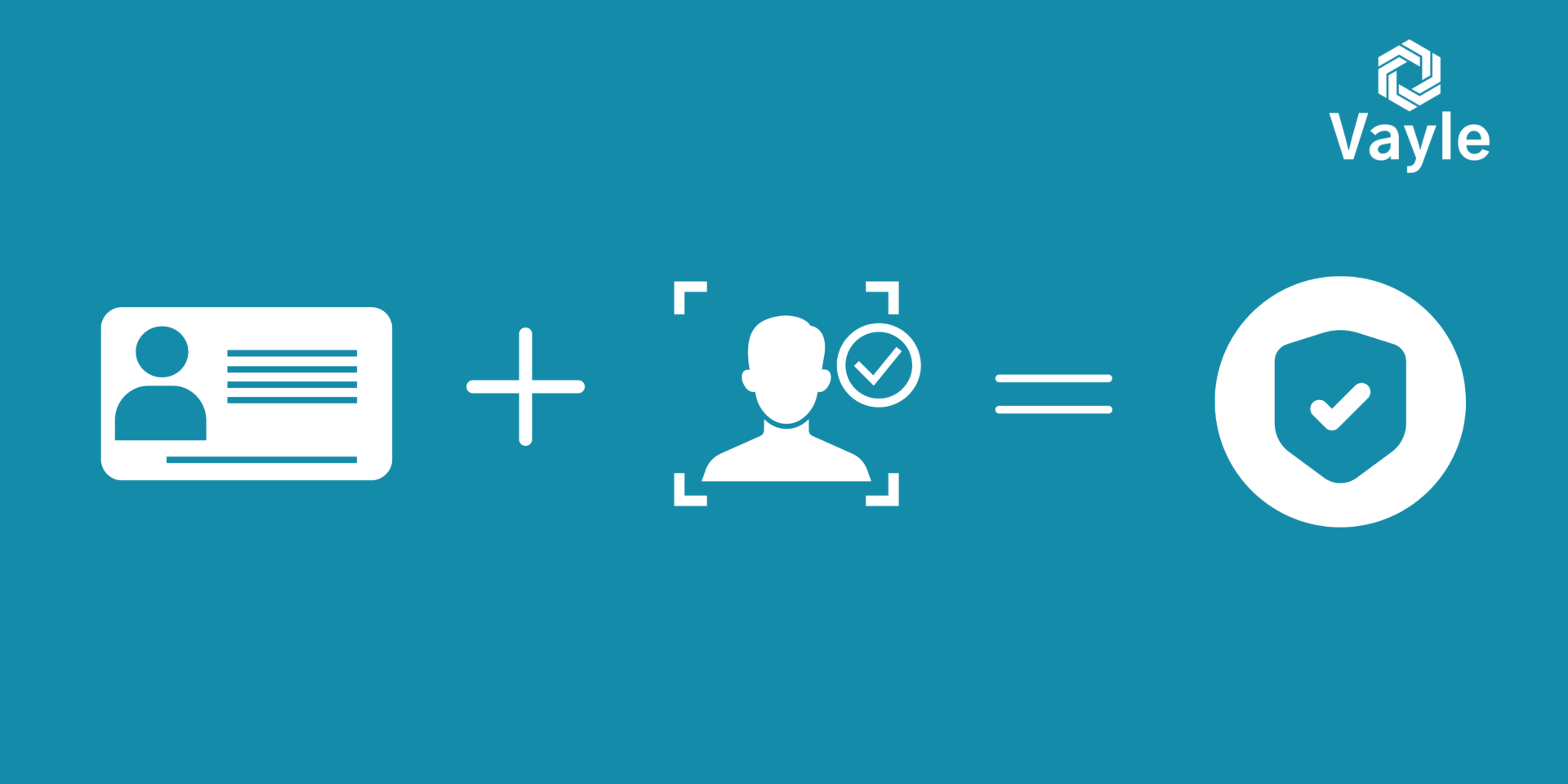 Graphic image of person's ID + a face inside a camera frame + a shield with a checkmark indicating ID has been verified.
